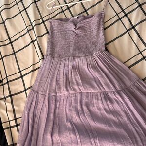 Lavender strapless midi dress